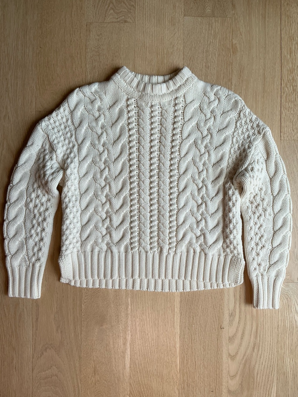 Jason Wu Cream Cable Knit Academia Preppy Cottagecore Wool Blend Sweater Small